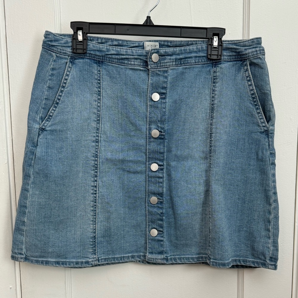 A New Day Button Down Denim Mini Skirt
